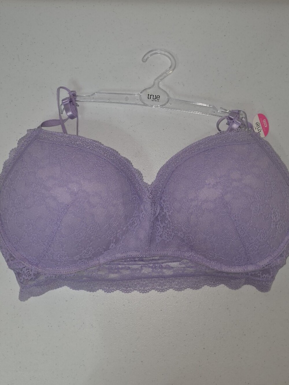 True & Co. X RUE 21 PUSH UP bralette Lavender Lace Bra Scalloped Band 42DD